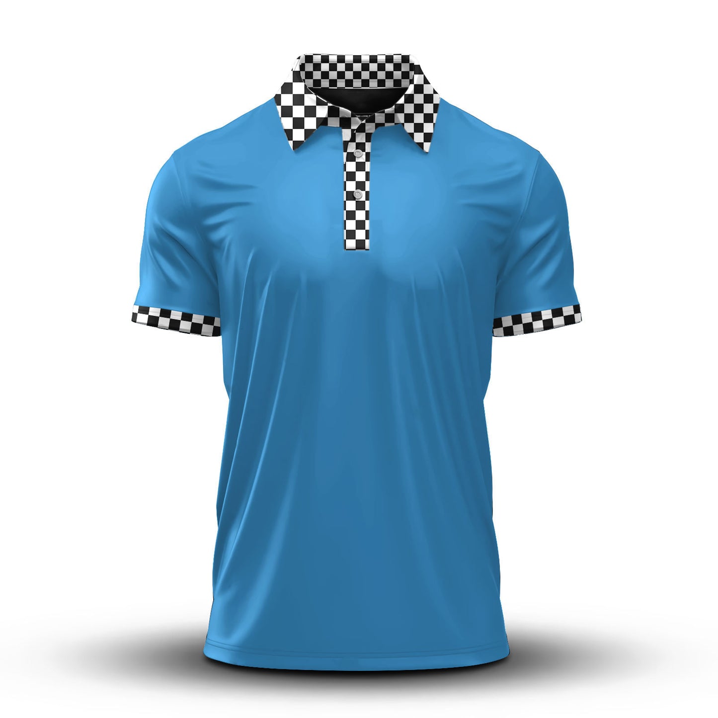 Cyan Blue Caro Pattern 2026 Men Polo Shirt