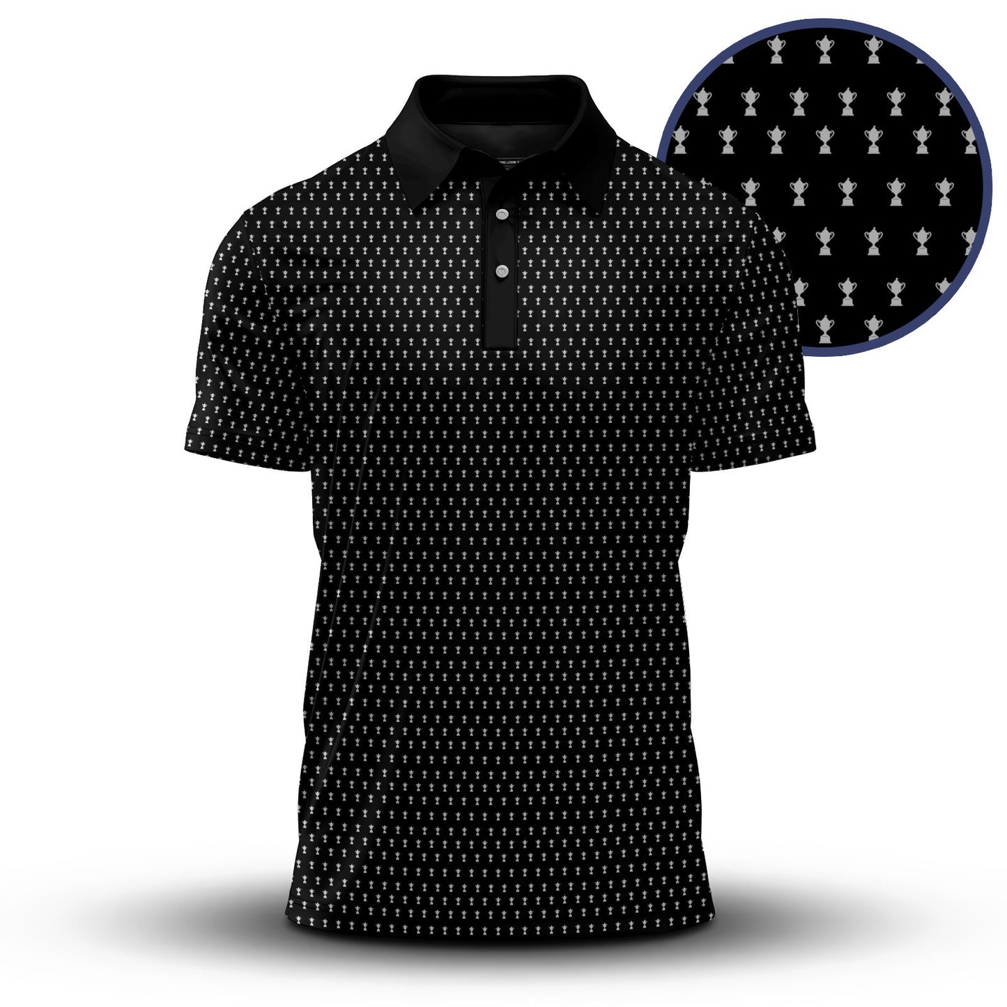 2027 Trophy Pattern Black Men Polo Shirt