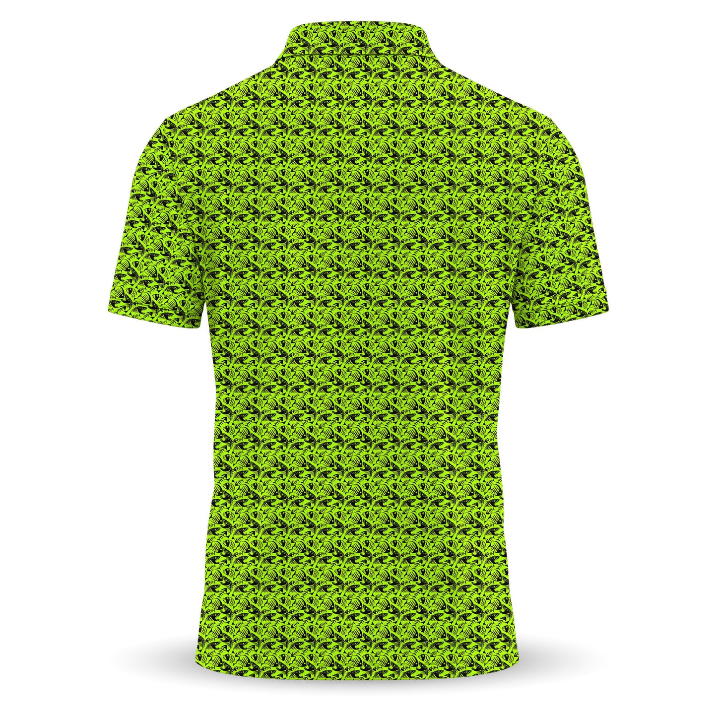 Fish Bone Pattern Neon Men Polo Shirt