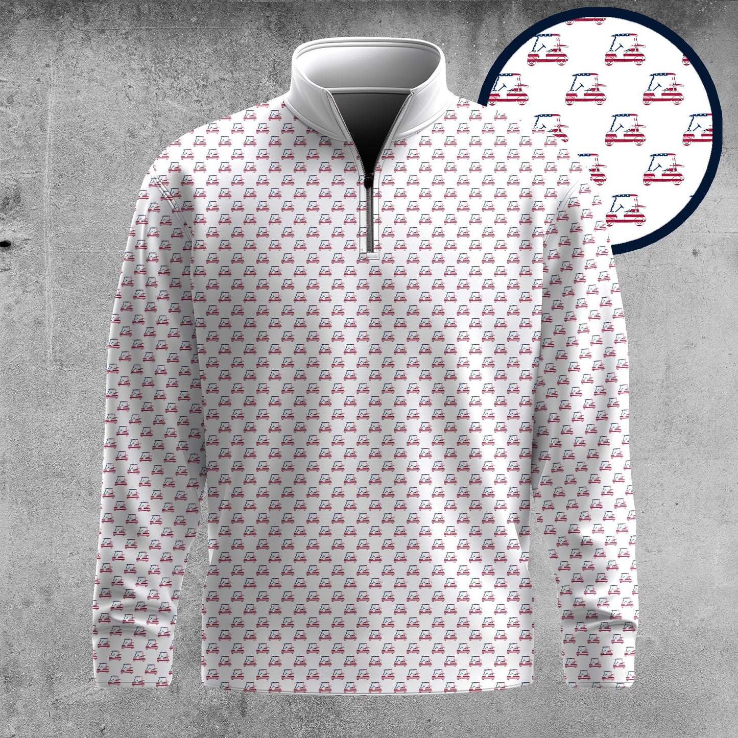 America Golf Cart Pattern 2026 Men Quarter-zip Pullover
