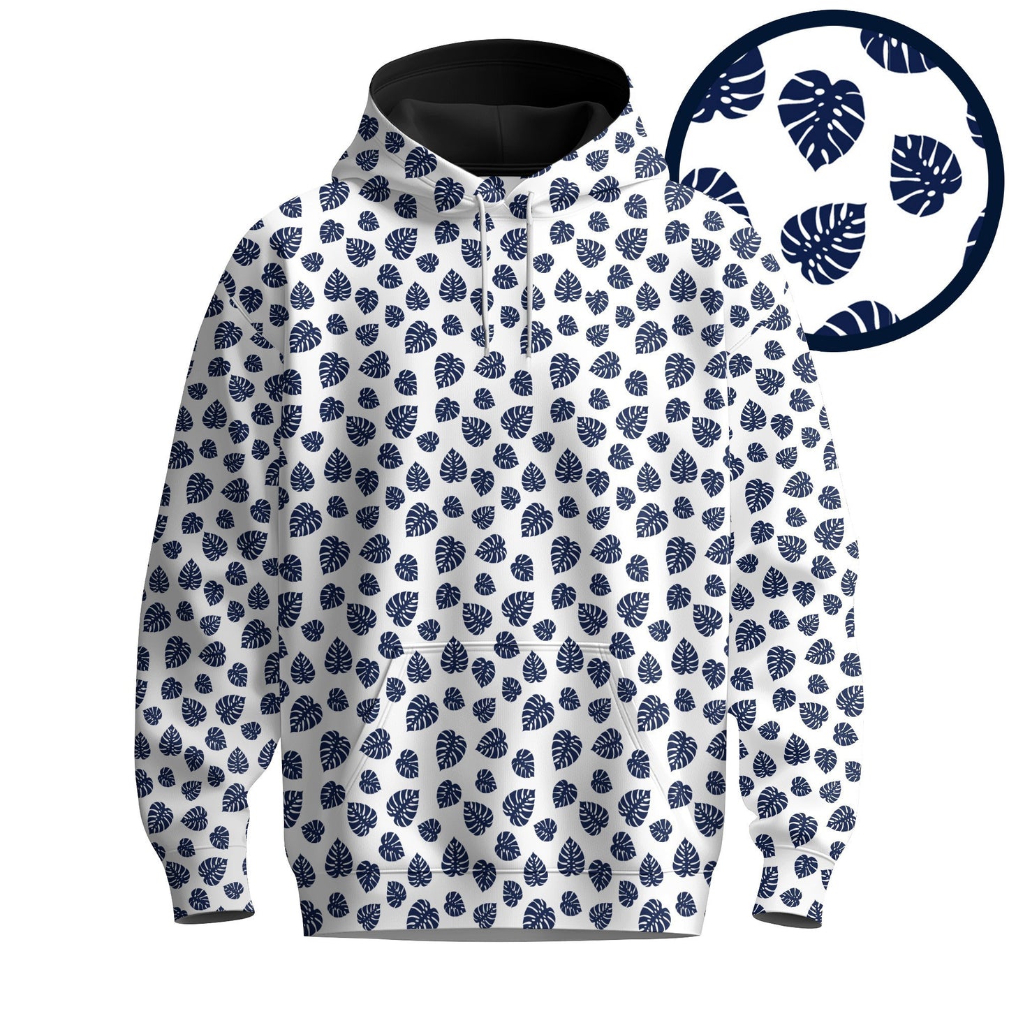 Blue White Pothos Men Hoodie