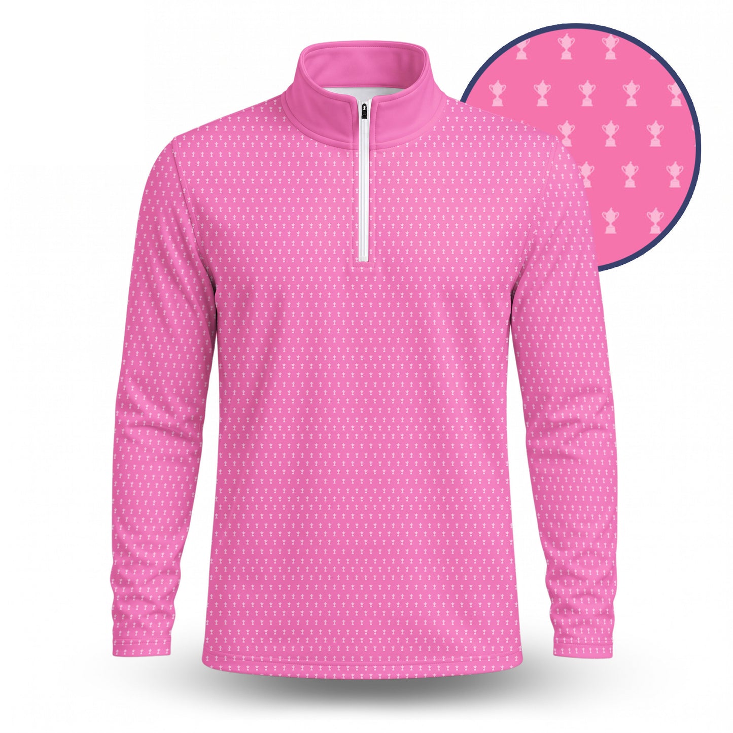 2027 Trophy Pattern Pink Men Quarter-zip Pullover