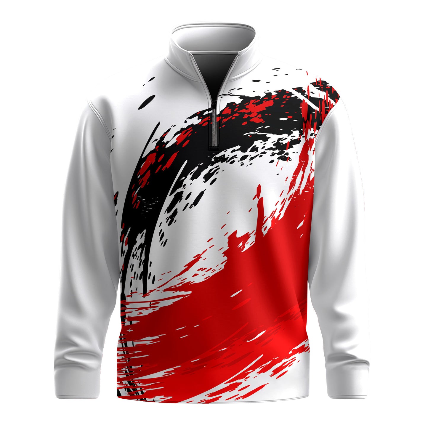 Red Black White Paint Sporty 2026 Men Quarter-zip Pullover