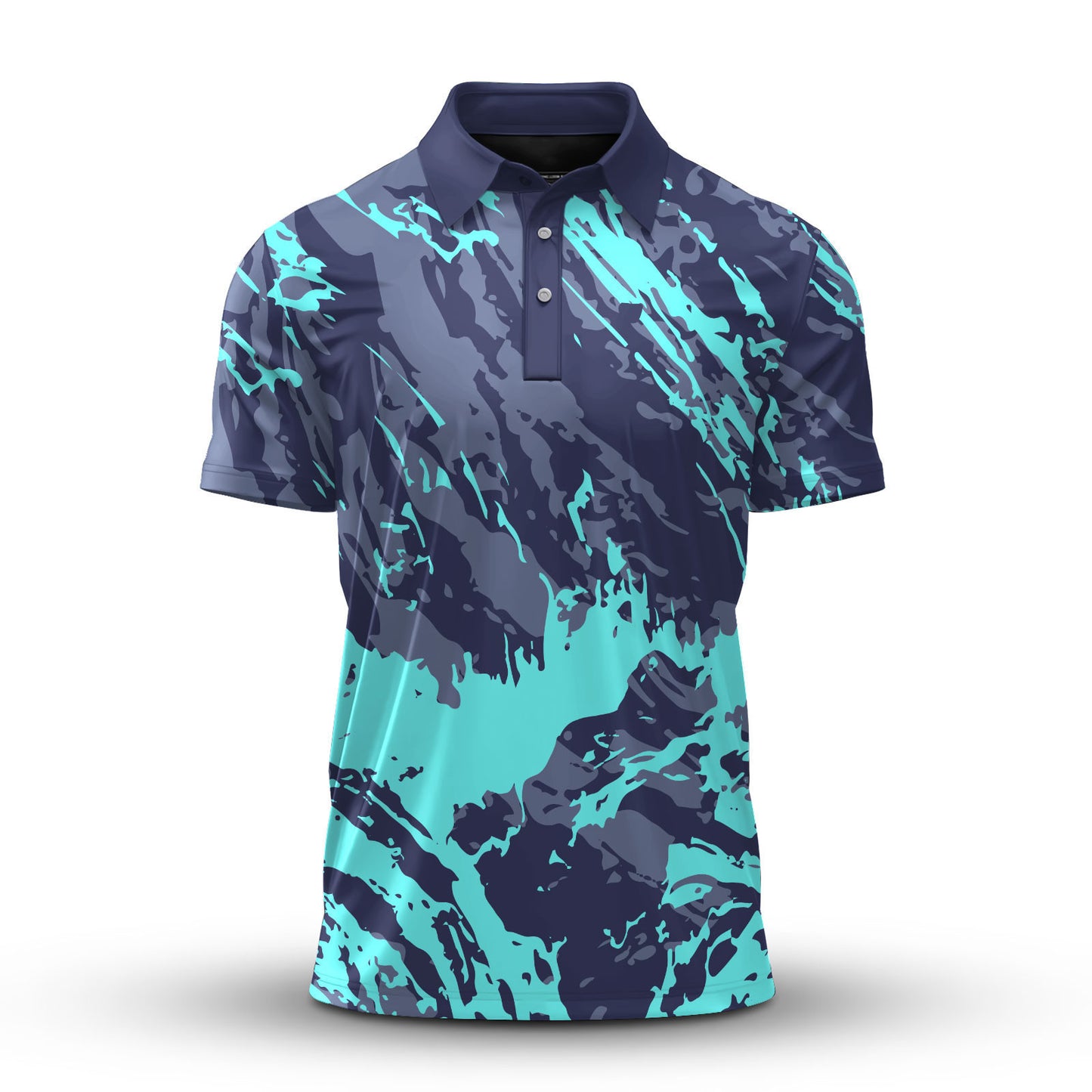 Cyan Grey Sporty Pattern Men Polo Shirt