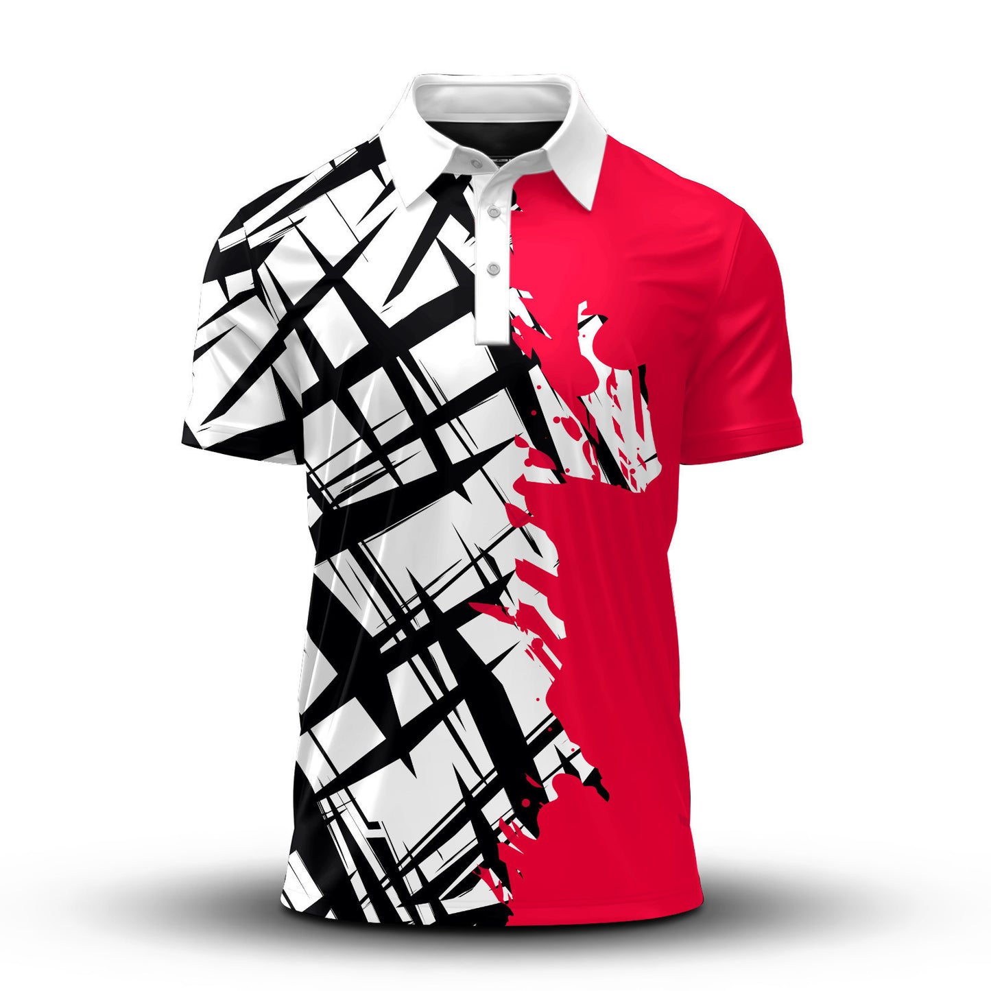 2027 Red Black Paint Brush Men Polo Shirt