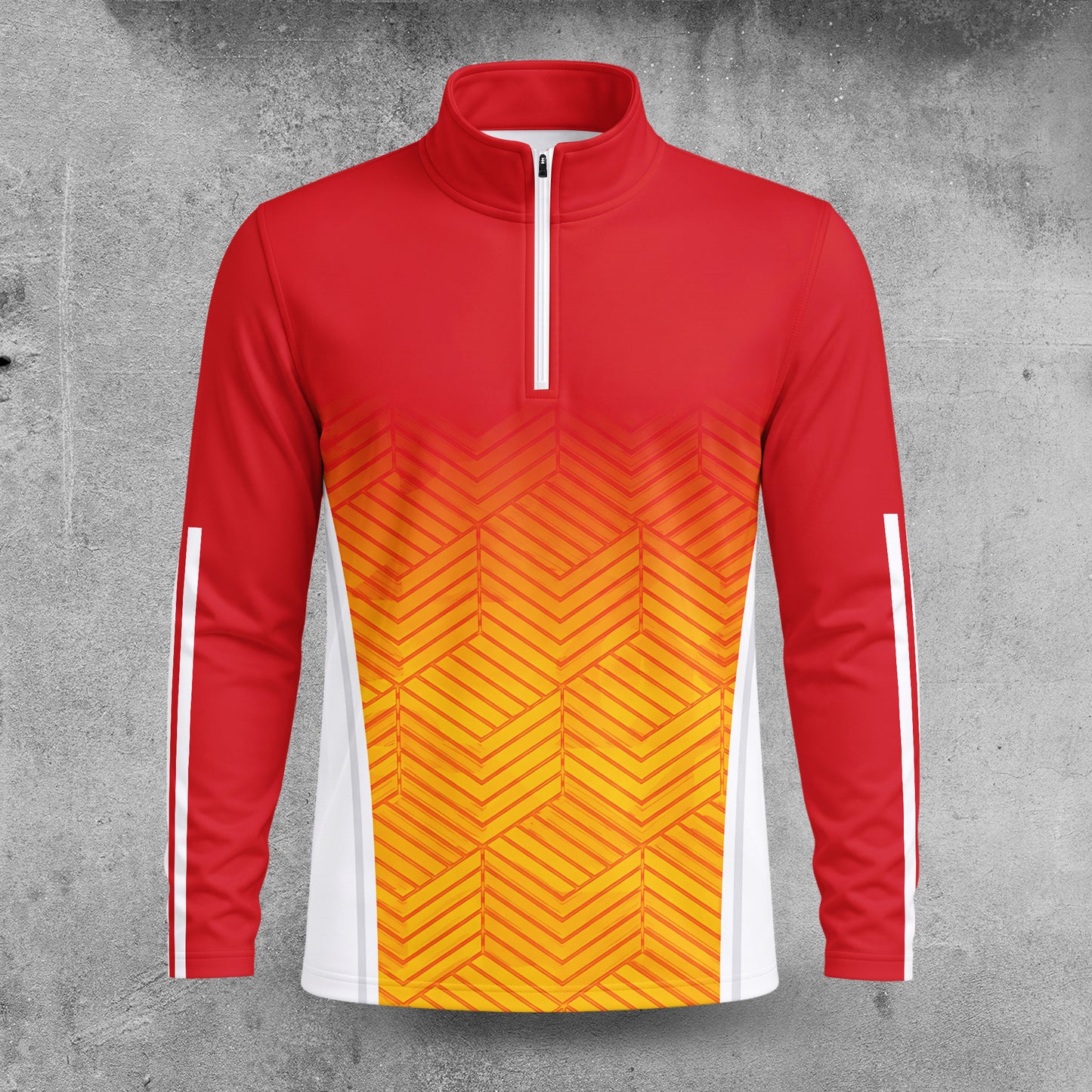 Ombre Orange And White Men Quarter-zip Pullover