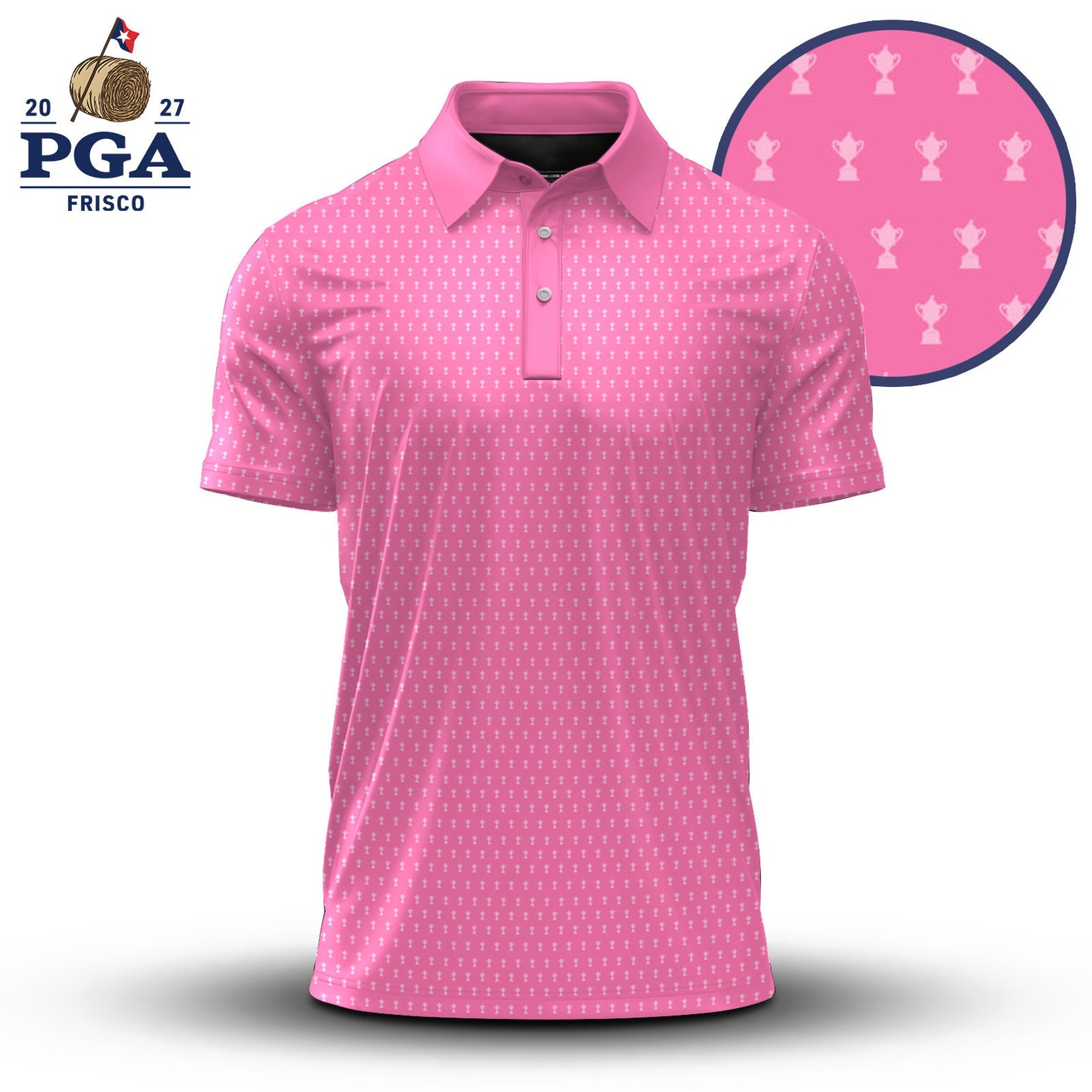 2027 Trophy Pattern Pink Men Polo Shirt