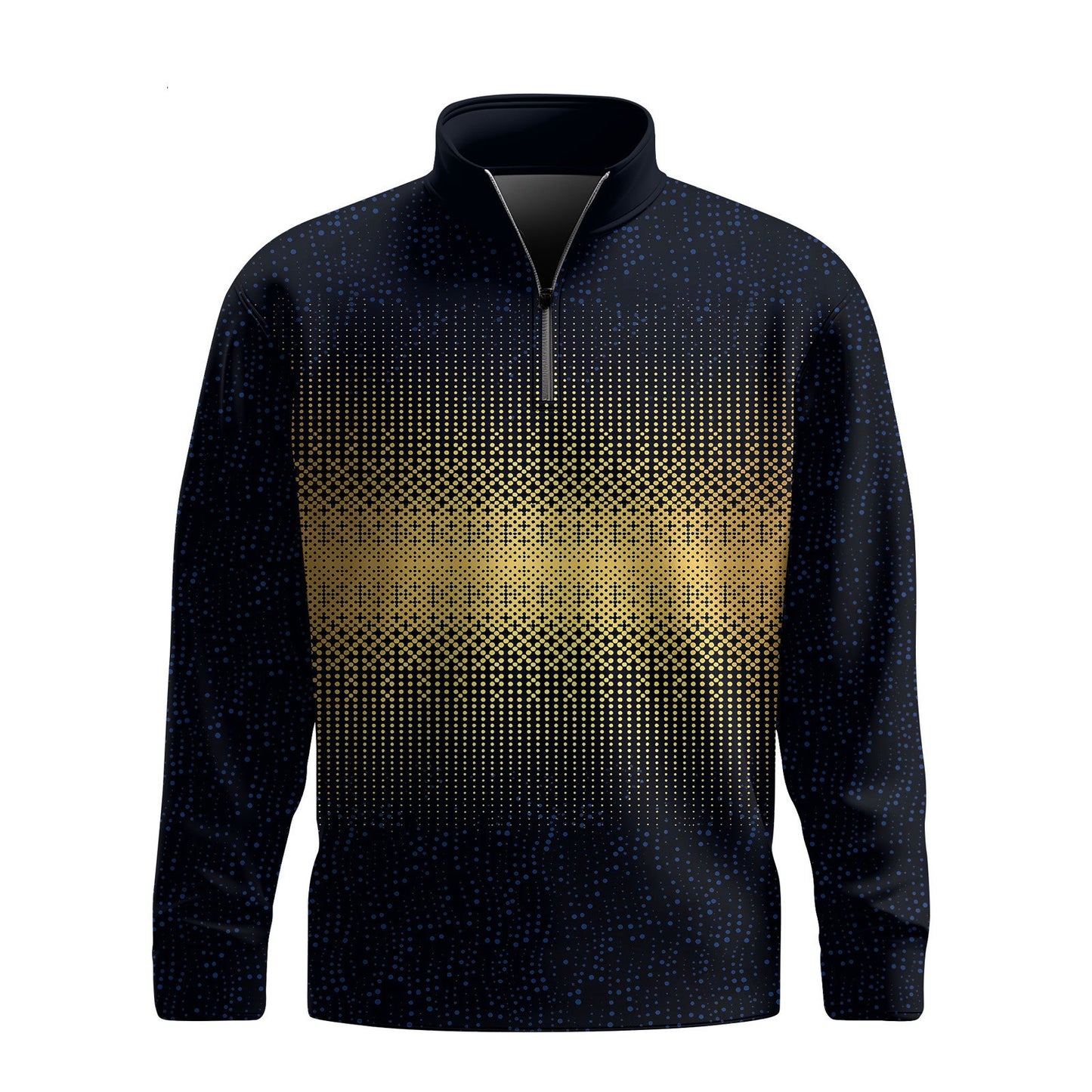 Gradient Blue Gold Men Quarter-zip Pullover