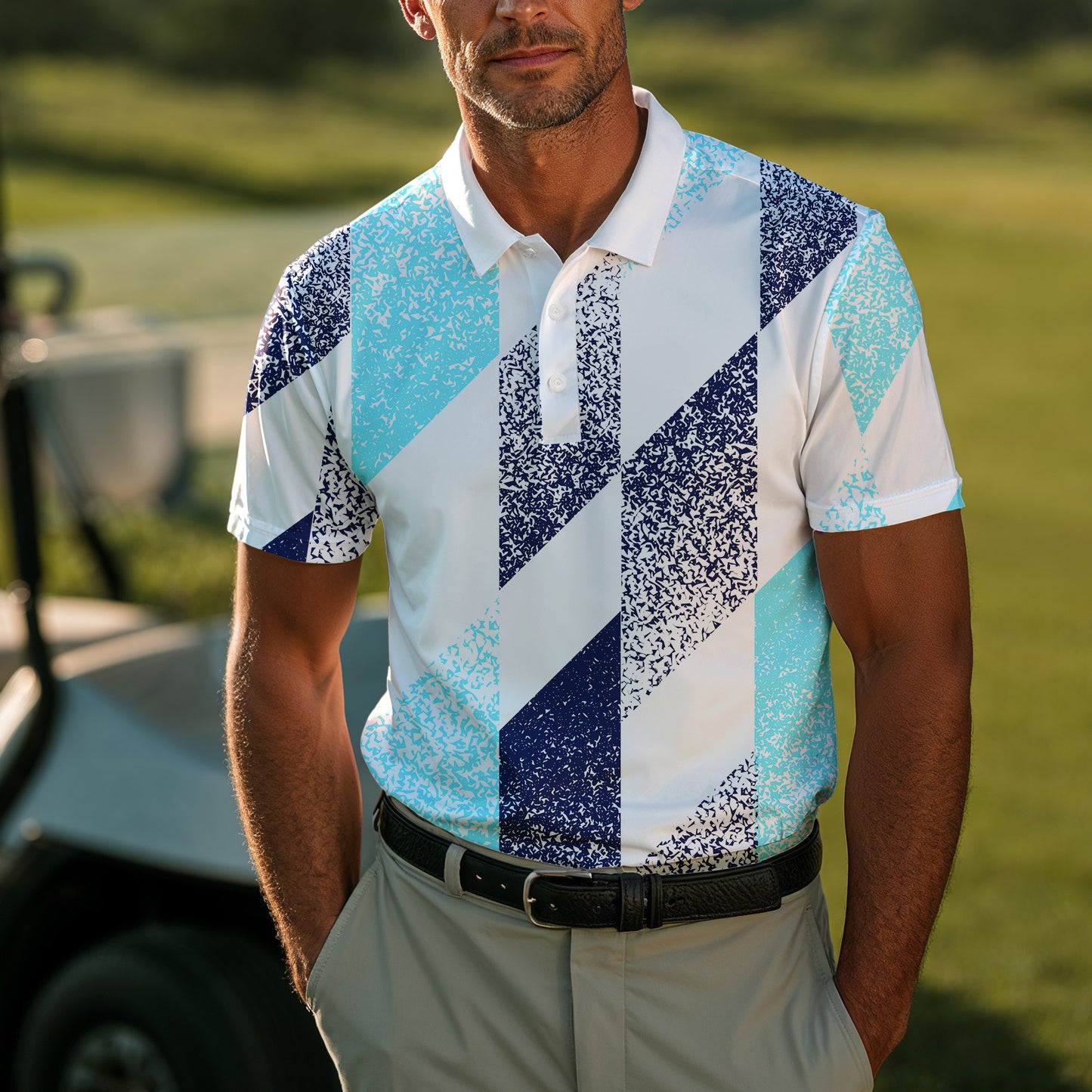 Cyan Dark Blue 2027 Men Polo Shirt