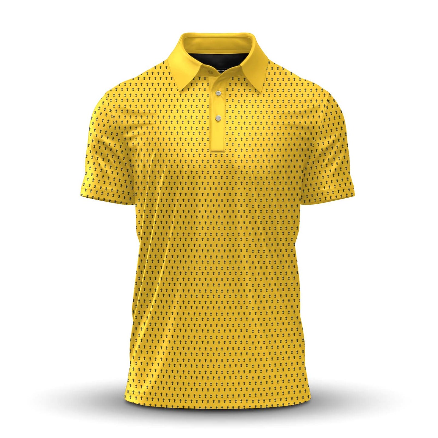 Yellow And Blue 2027 Trophy Pattern Men Polo Shirt