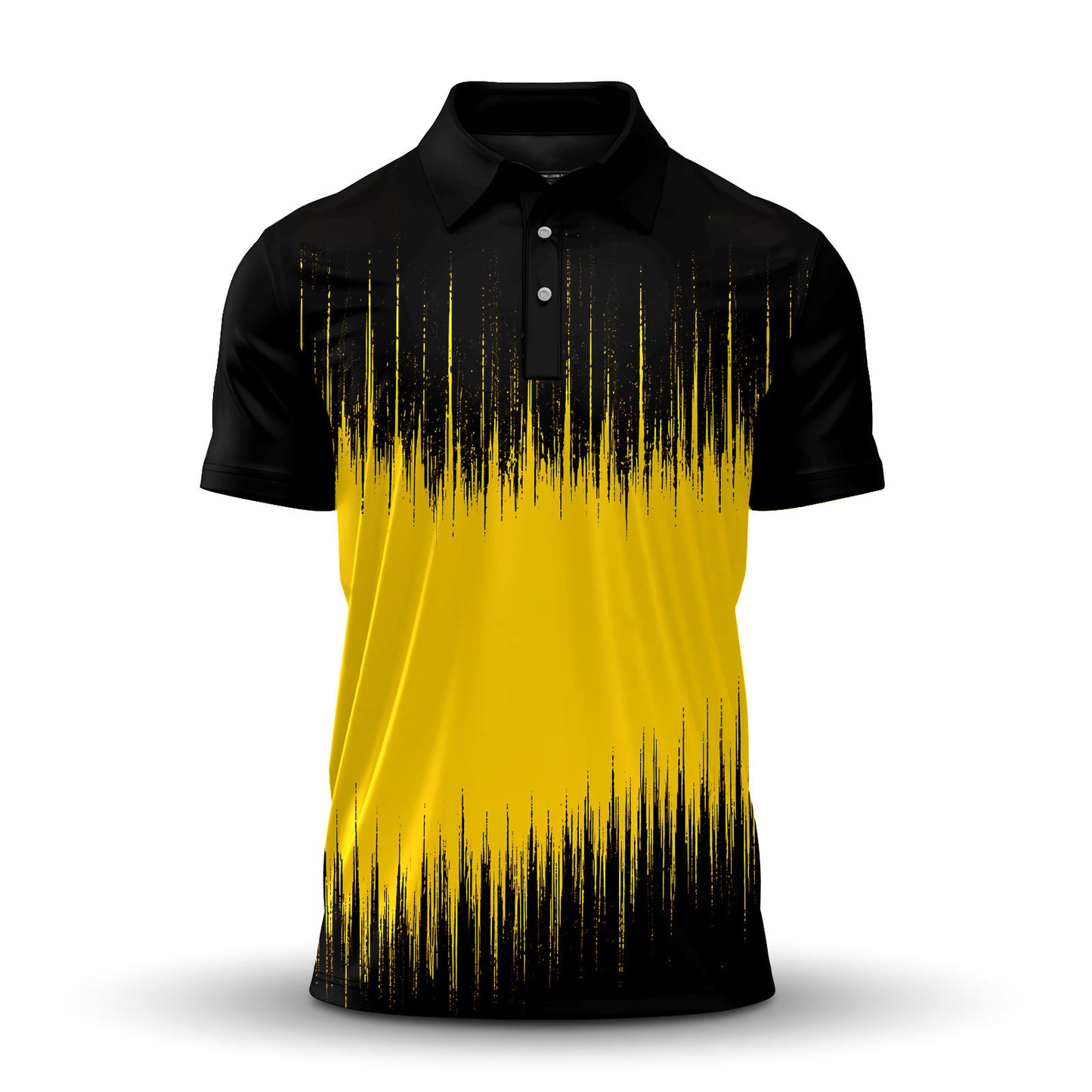 Black And Yellow Sporty Pattern Men Polo Shirt