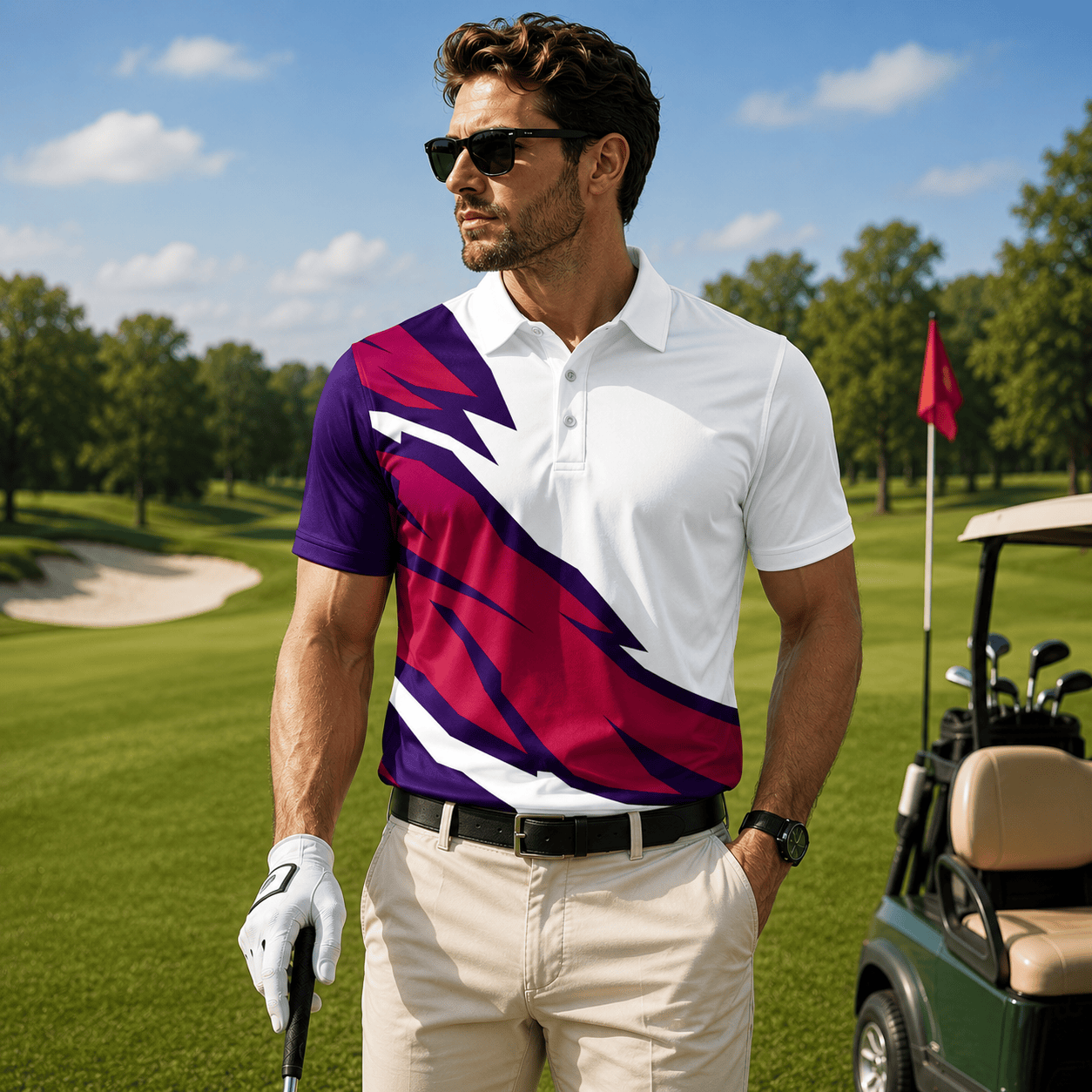 2027 Red Purple Men Polo Shirt