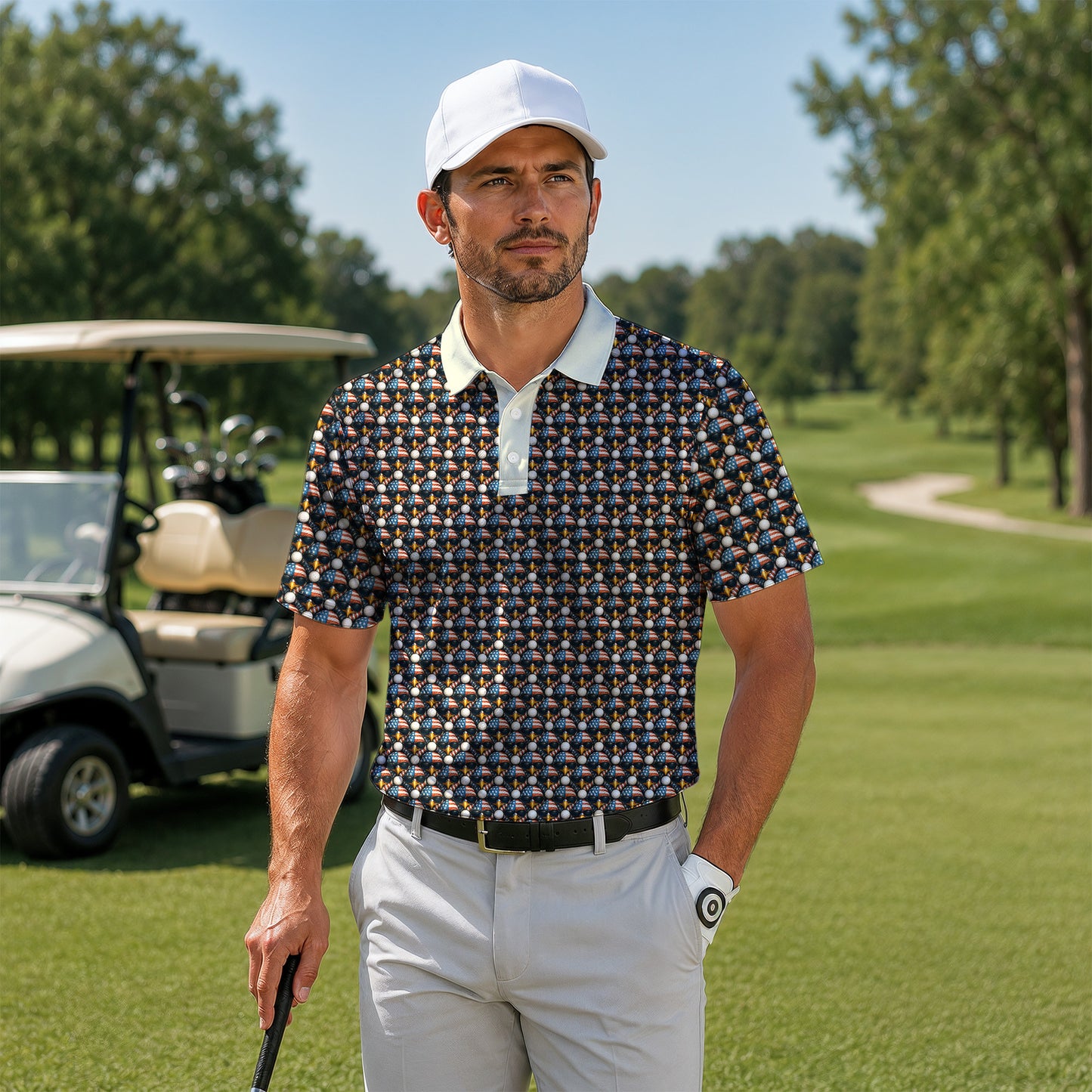 Eagles And Golf Balls Men Polo Shirt