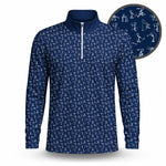 Stick Figures Blue White Men Quarter-zip Pullover