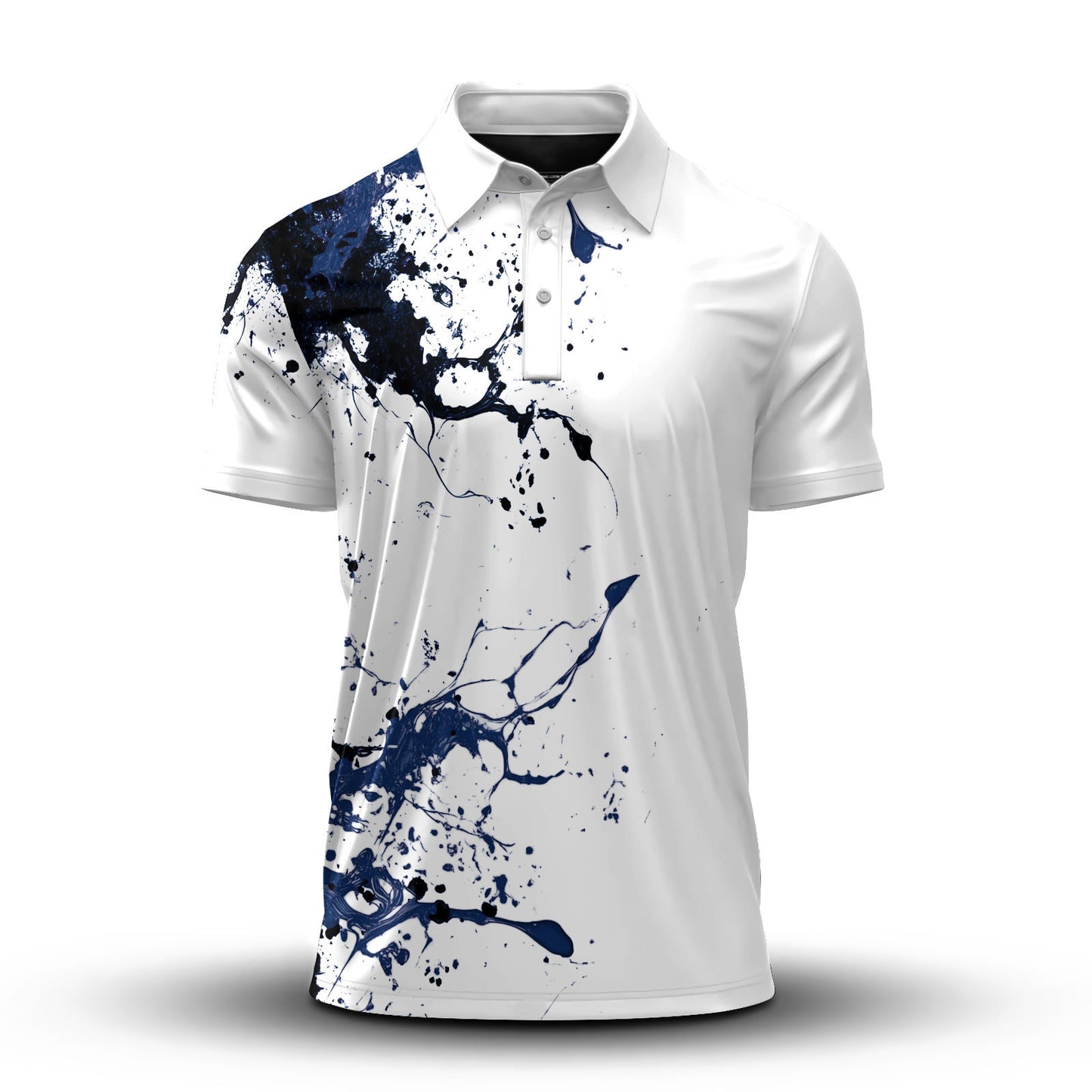 2027 Blue Spilled Paint Color Men Polo Shirt