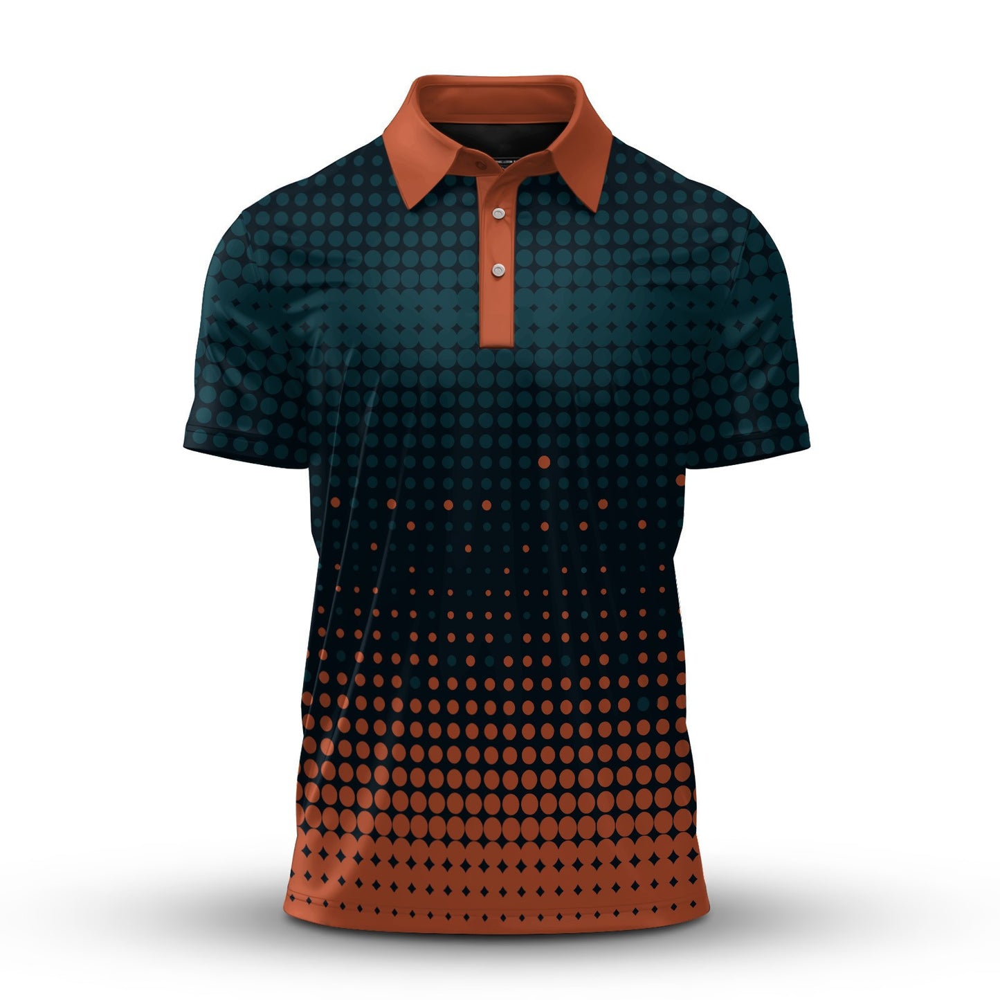 Dark Green Orange Sporty Men Polo Shirt