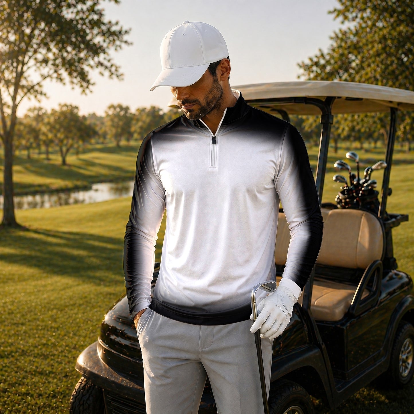 Gradient Black And White 2027 Men Quarter-zip Pullover