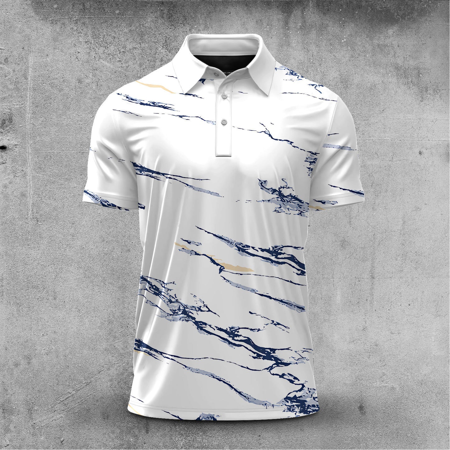 Blue Marble Pattern Men Polo Shirt
