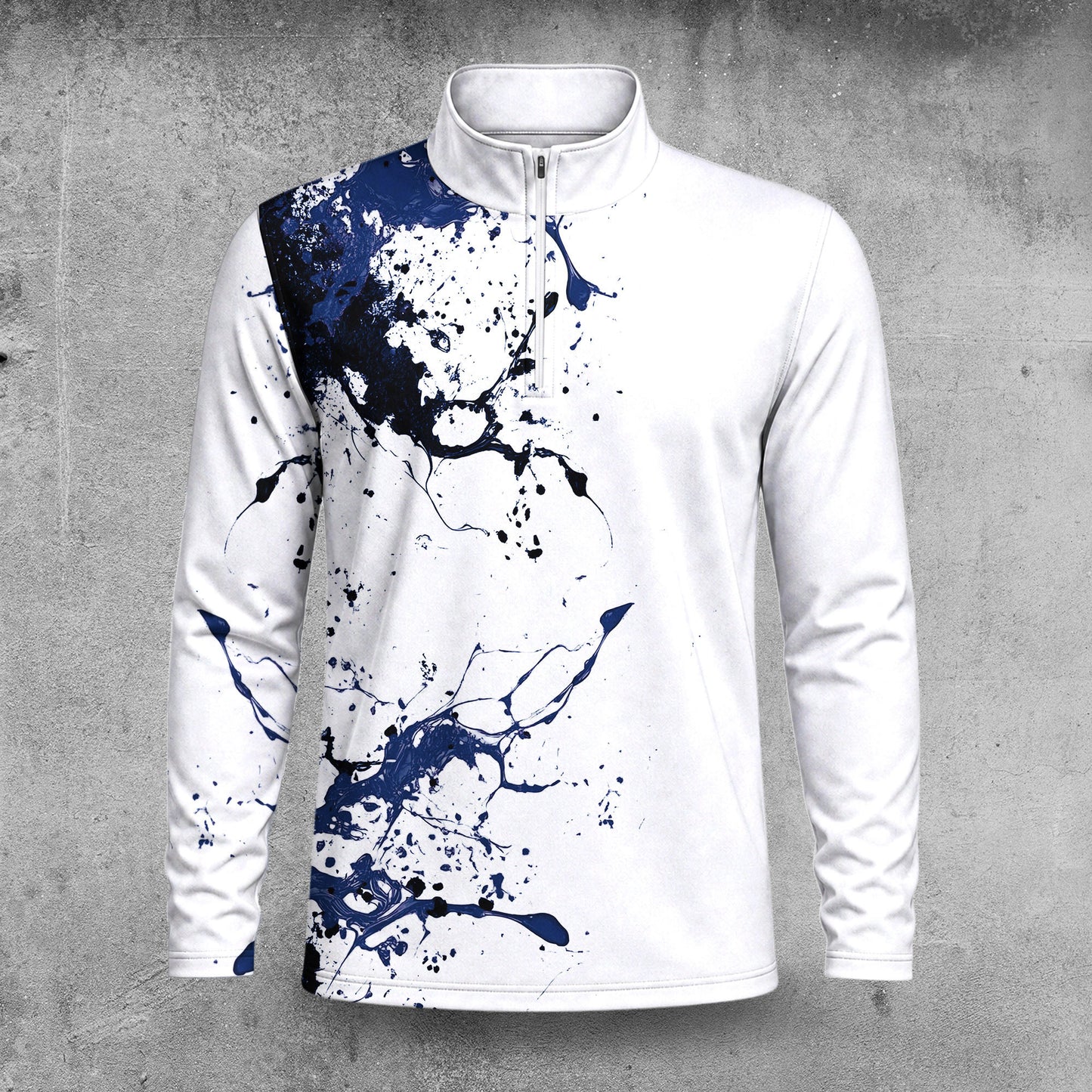 2027 Blue Spilled Paint Color Men Quarter-zip Pullover