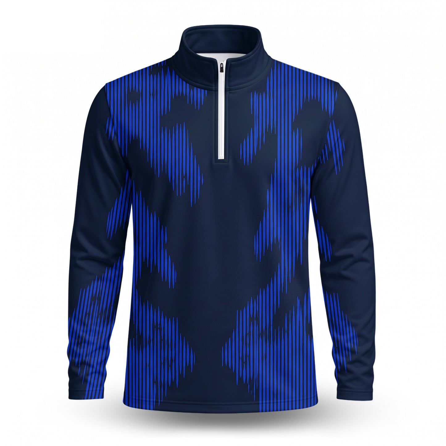 Dark Blue Camo Men Quarter-zip Pullover