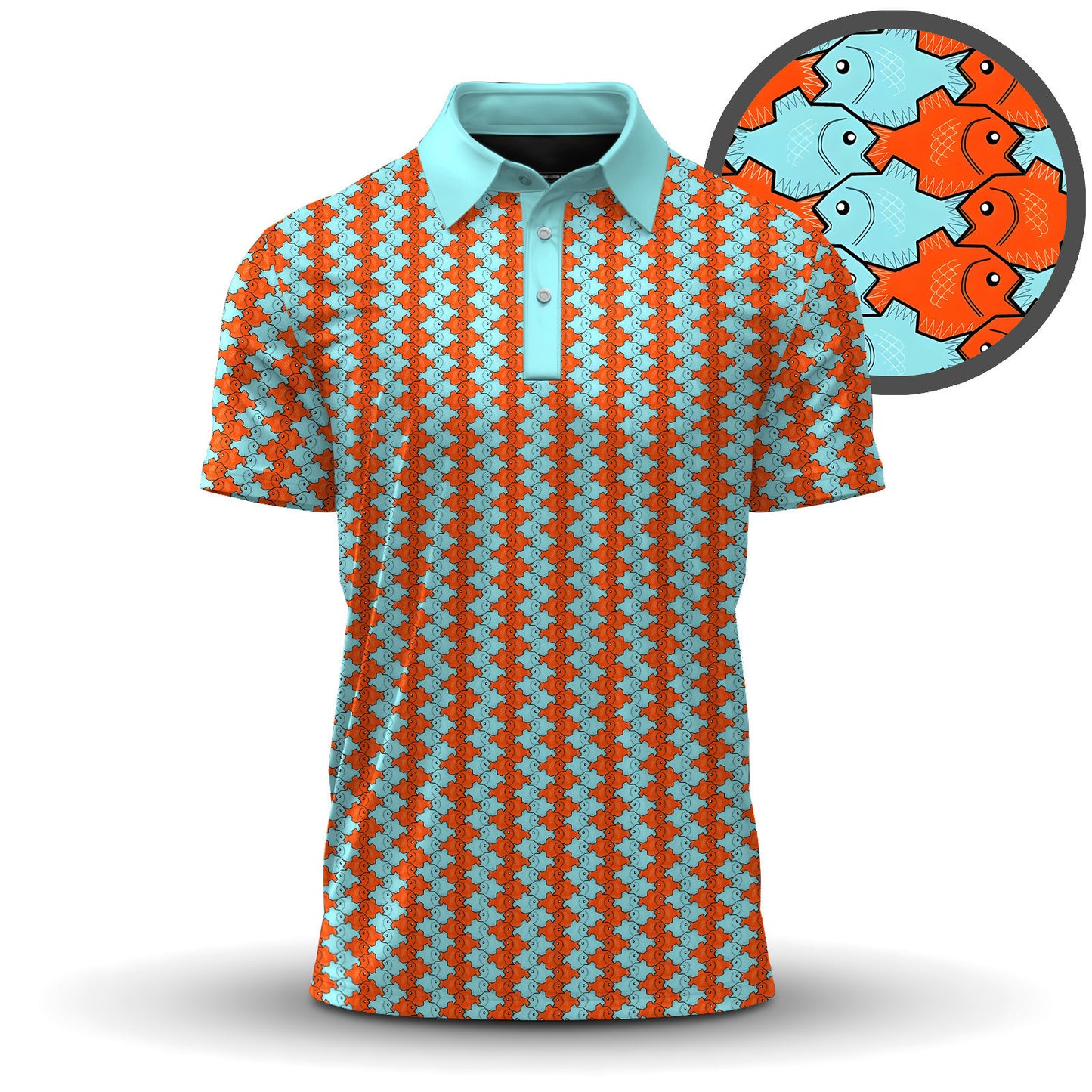 Closely Packed Fish Pattern 2026 Men Polo Shirt