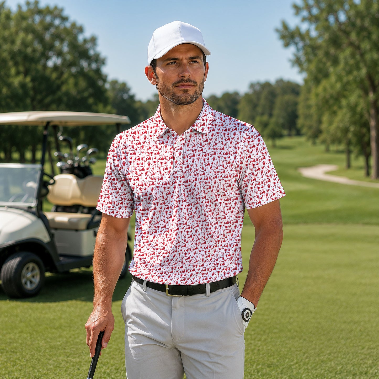 Bloody Golf Pattern Men Polo Shirt