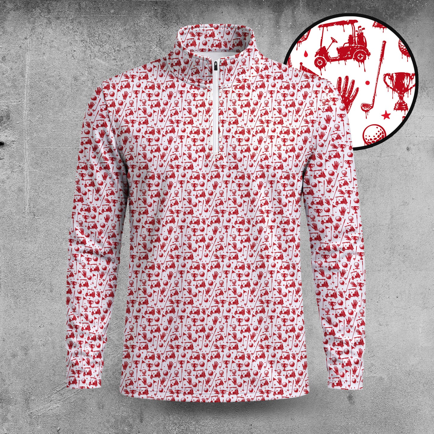 Bloody Golf Pattern Men Quarter-zip Pullover