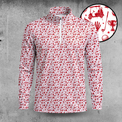 Bloody Golf Pattern Men Quarter-zip Pullover