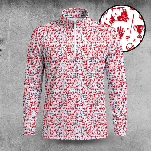 Bloody Golf Pattern Men Quarter-zip Pullover