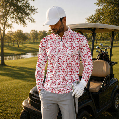 Bloody Golf Pattern Men Quarter-zip Pullover