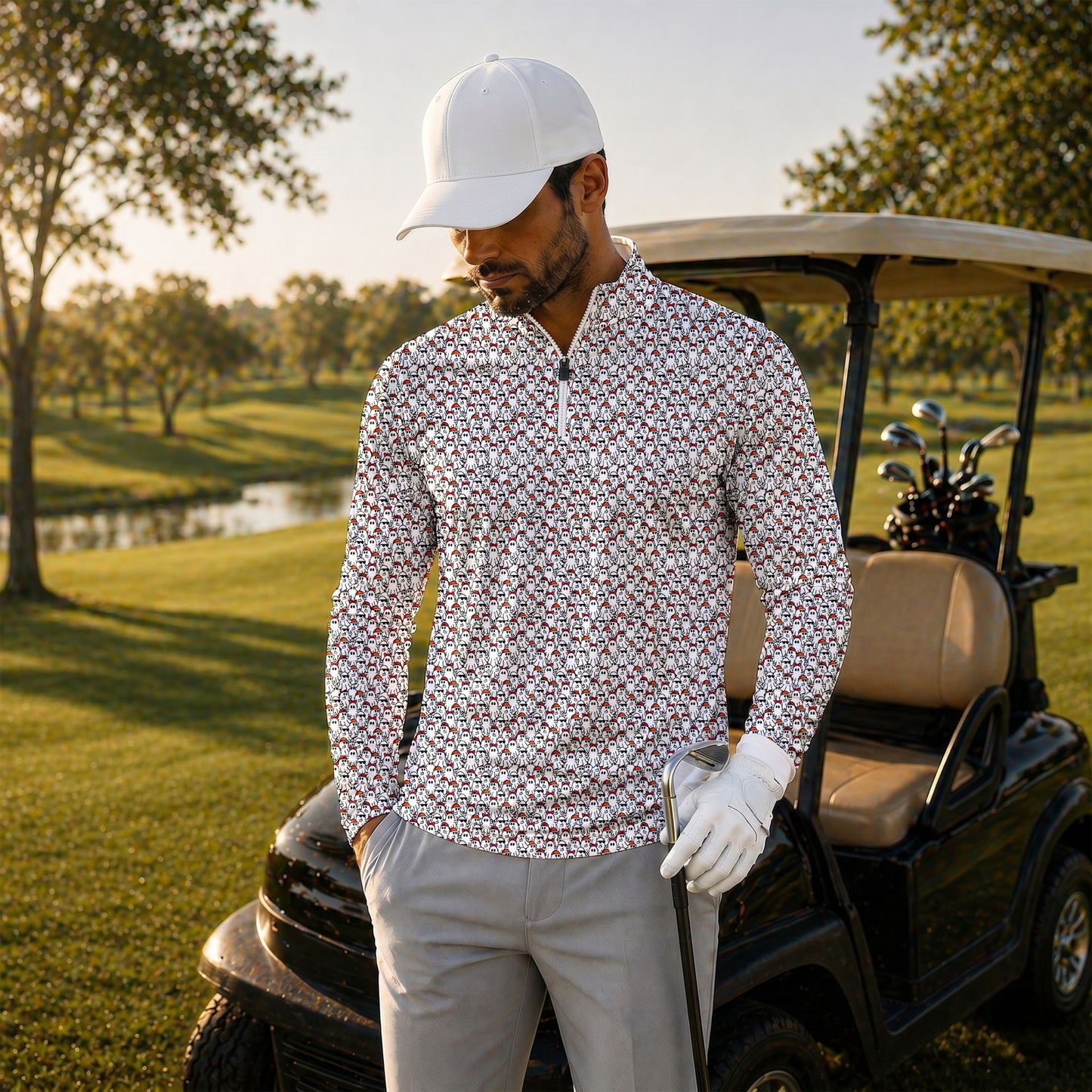 The Ghost Halloween Men Quarter-zip Pullover