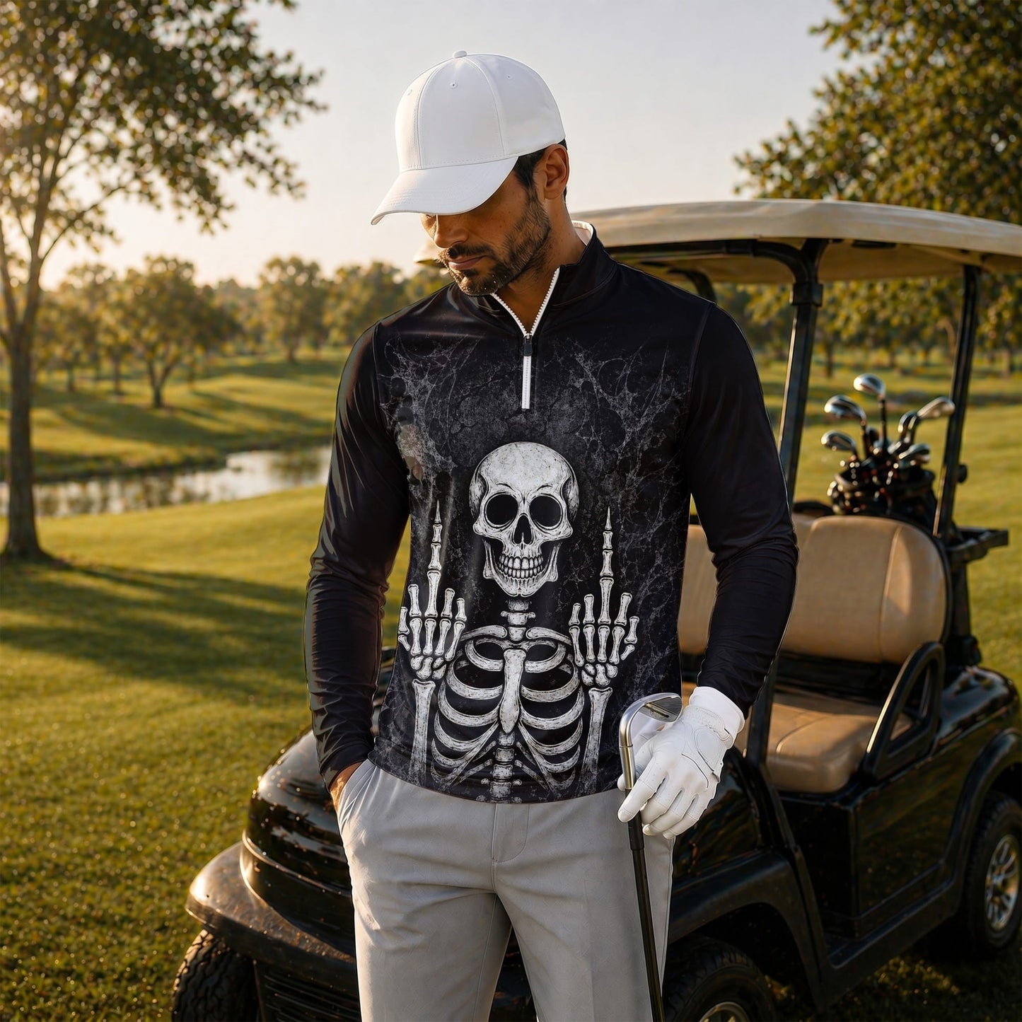 Skeleton Finger Men Quarter-zip Pullover