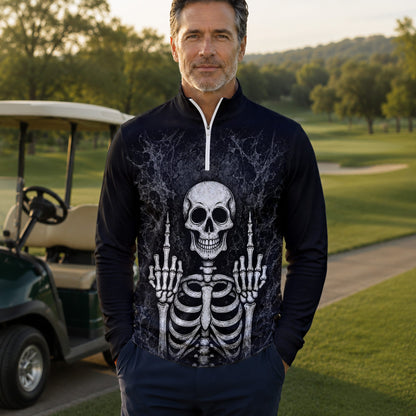 Skeleton Finger Men Quarter-zip Pullover