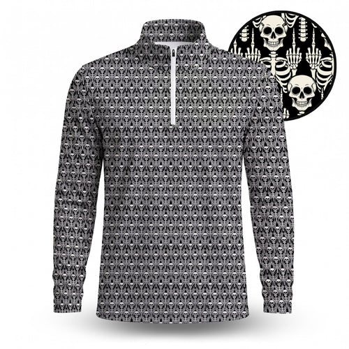 Skeleton Finger Pattern Men Quarter-zip Pullover