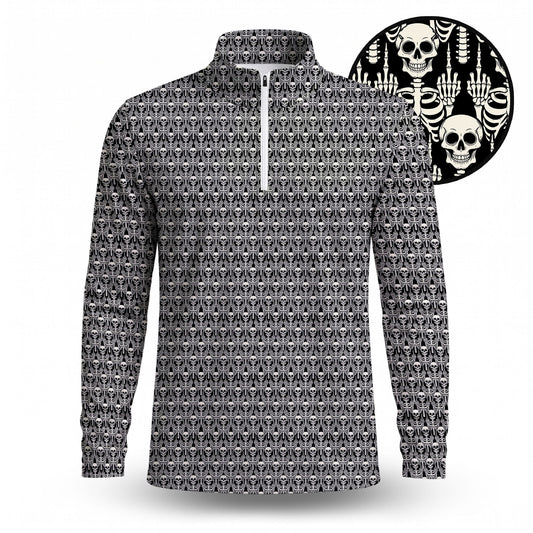 Skeleton Finger Pattern Men Quarter-zip Pullover