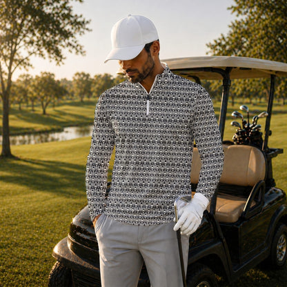 Skeleton Finger Pattern Men Quarter-zip Pullover