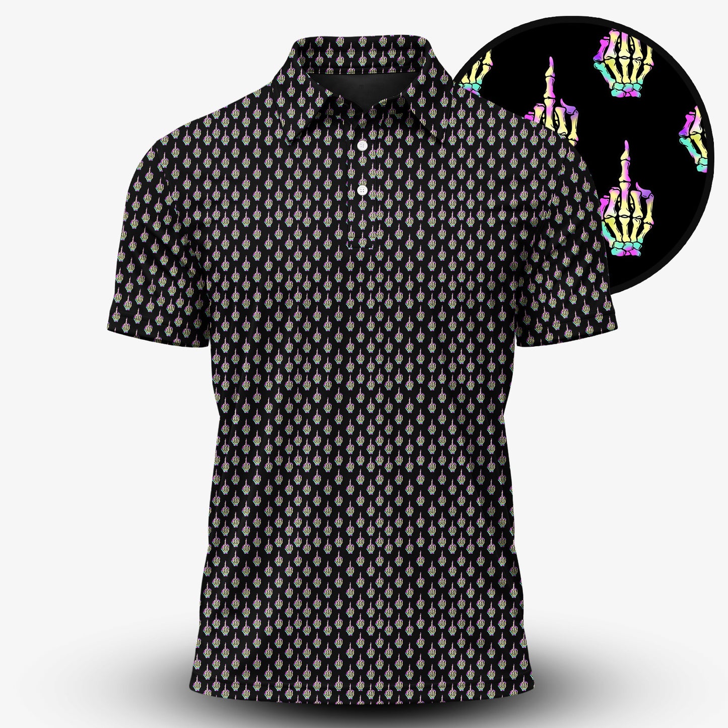 Ombre Skeleton Finger Pattern Men Polo Shirt