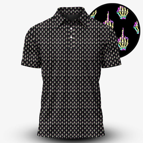 Ombre Skeleton Finger Pattern Men Polo Shirt