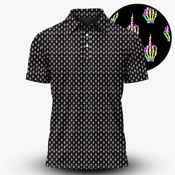 Ombre Skeleton Finger Pattern Men Polo Shirt