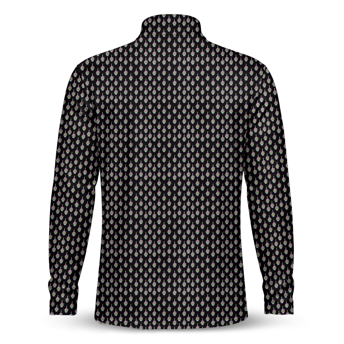 Ombre Skeleton Finger Pattern Men Quarter-zip Pullover