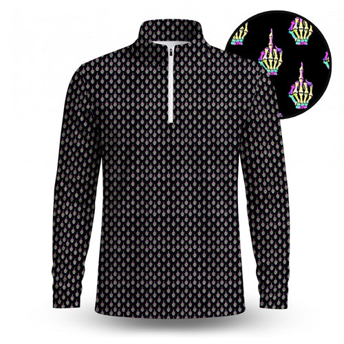 Ombre Skeleton Finger Pattern Men Quarter-zip Pullover