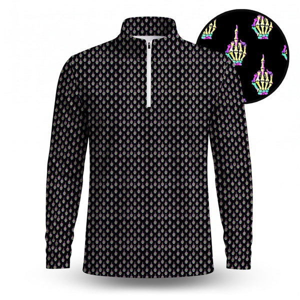 Ombre Skeleton Finger Pattern Men Quarter-zip Pullover