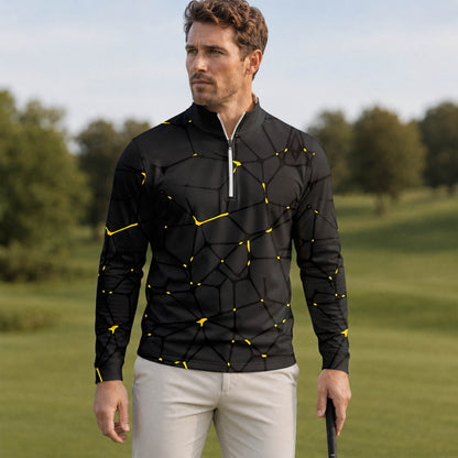 Dark Yellow Net The Open Men Quarter-zip Pullover