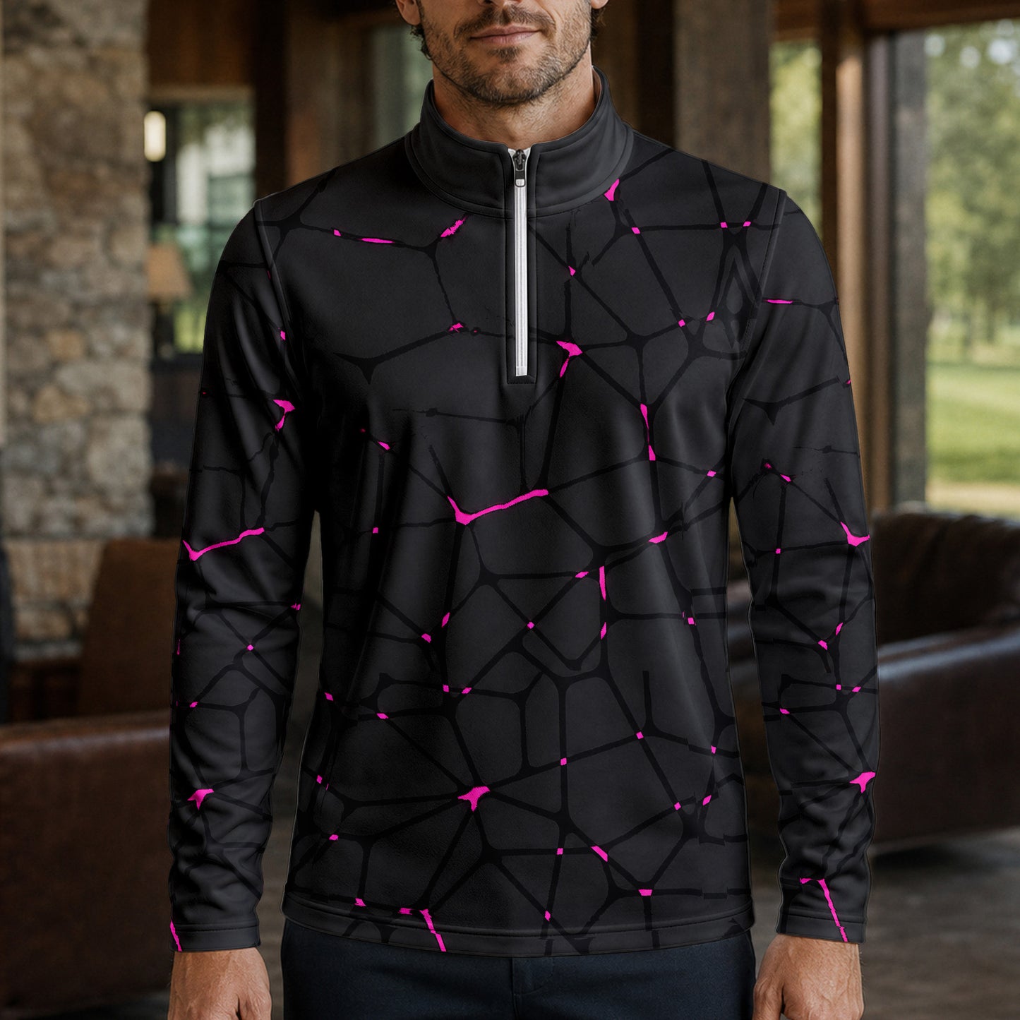 Dark Pink Net The Open Men Quarter-zip Pullover