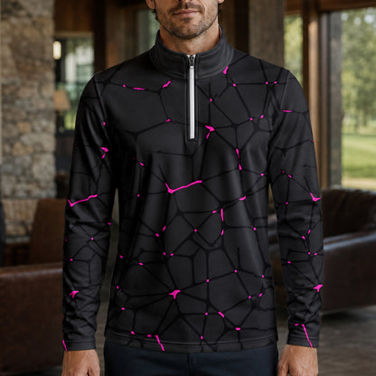 Dark Pink Net The Open Men Quarter-zip Pullover