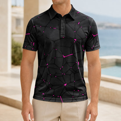 Dark Pink Net The Open Men Polo Shirt