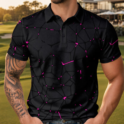 Dark Pink Net The Open Men Polo Shirt