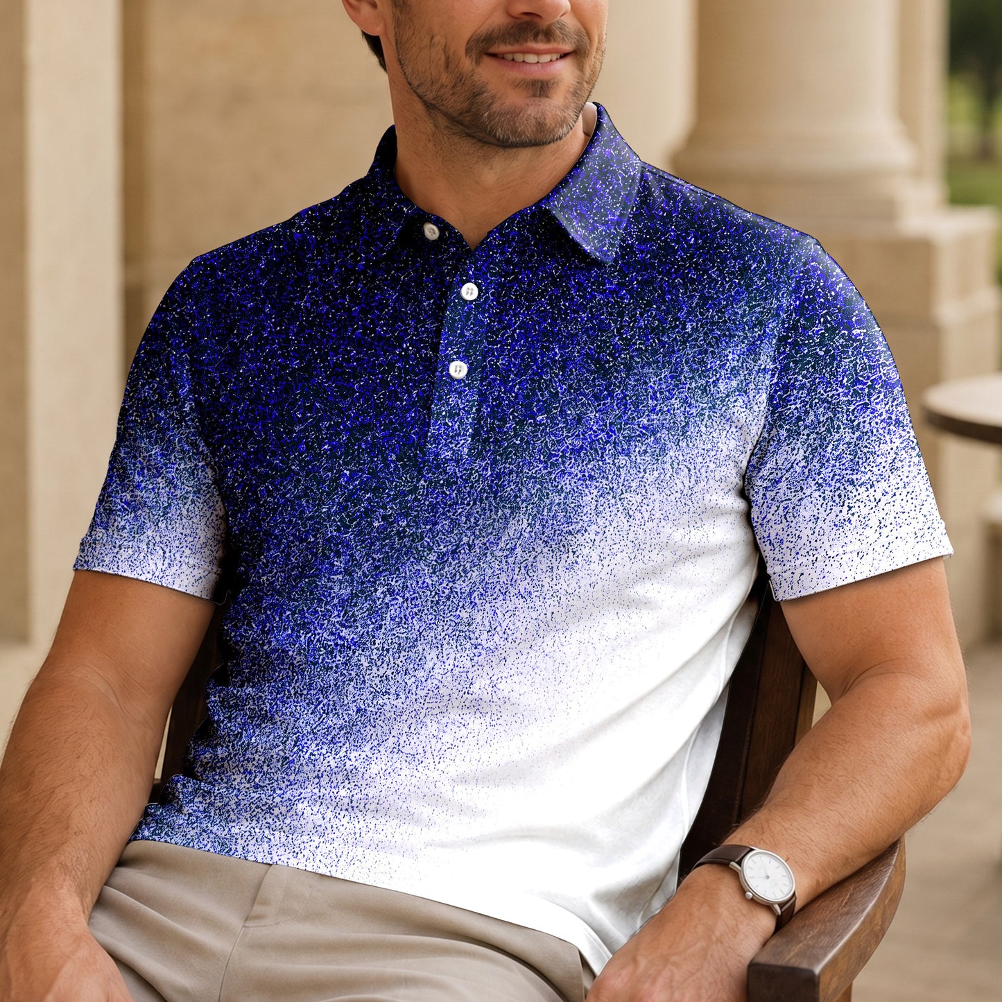 Rough Fade Loud Black Blue Men Polo Shirt