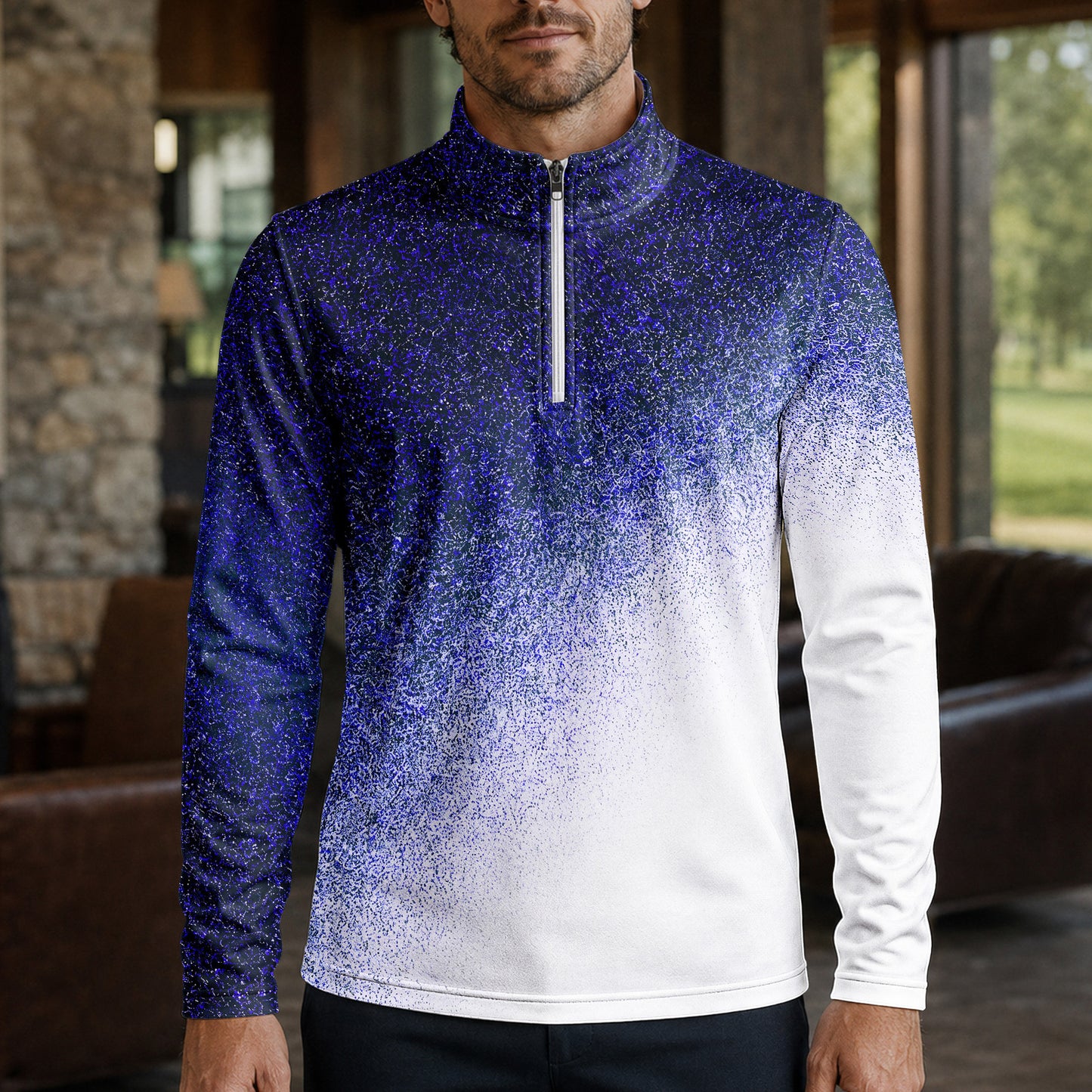 Rough Fade Loud Black Blue Men Quarter-zip Pullover