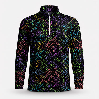 Black Color Men Quarter-zip Pullover